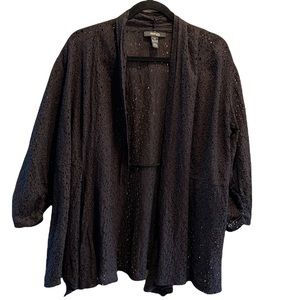 Style & Co Women’s Black Eyelet Open Front Lightweight Cardigan Jacket Size 2X